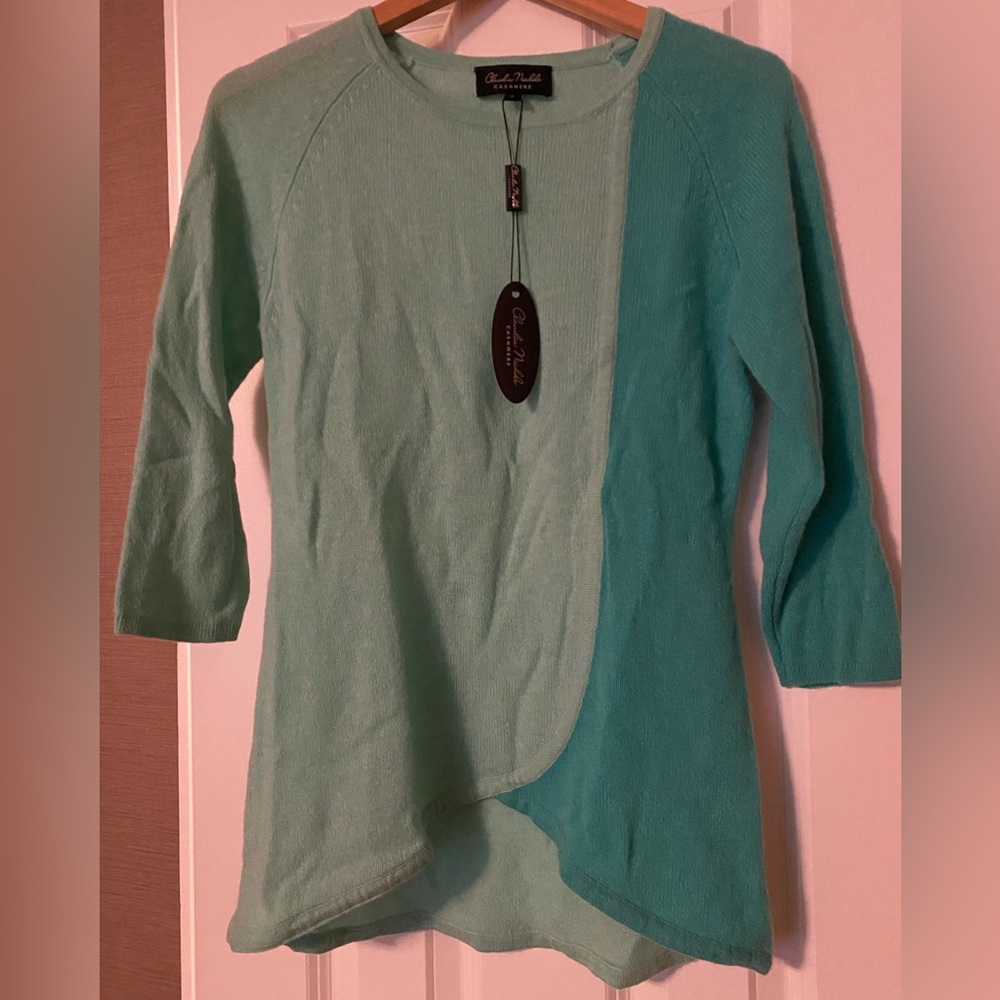 NWT cashmere color block sweater, size S